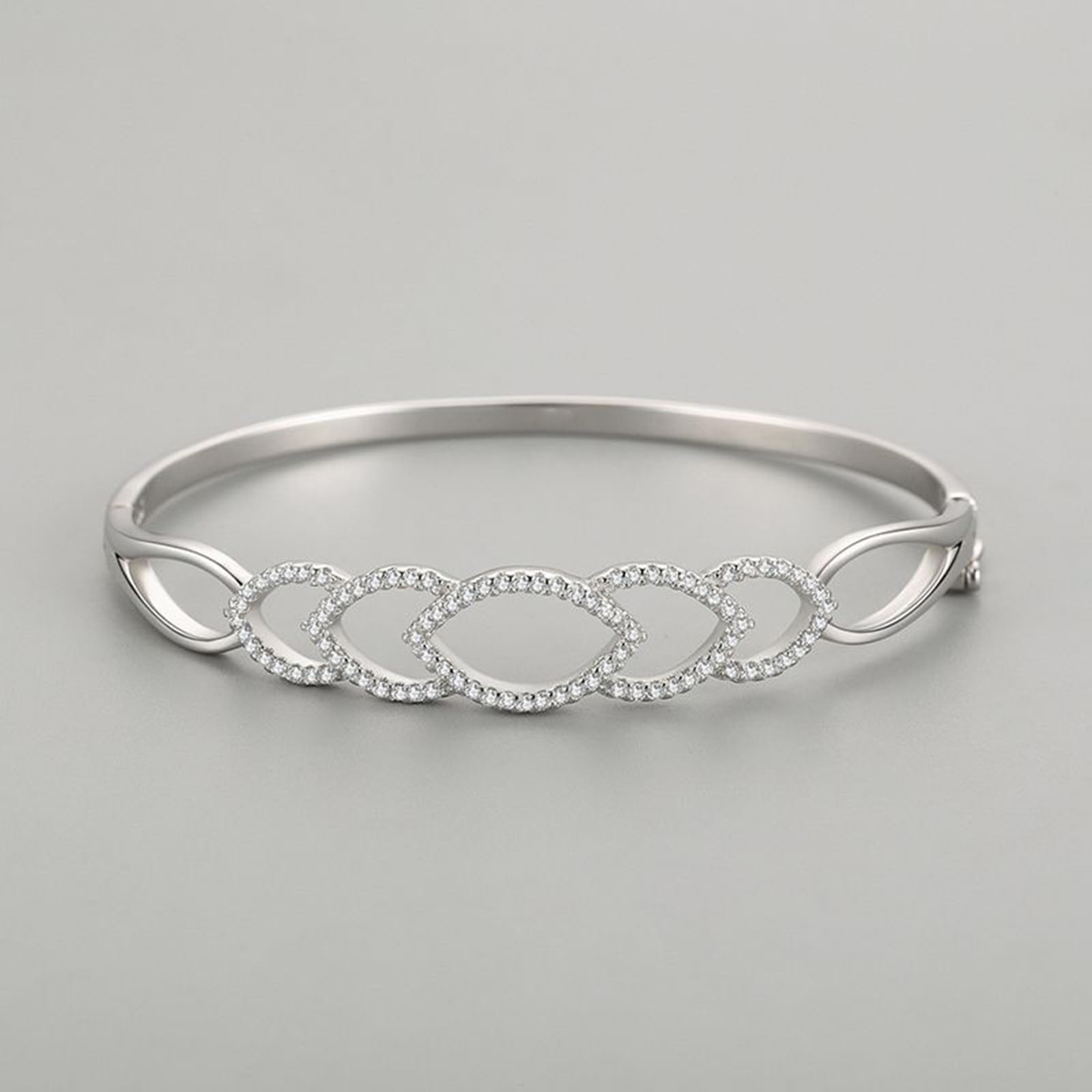 Pulseras huecas de mejor amiga para mujer con moissanita, pulseras para parejas, oro blanco de 9K/14K/18K/Pt950, 17CM, Oro blanco, Moissanite