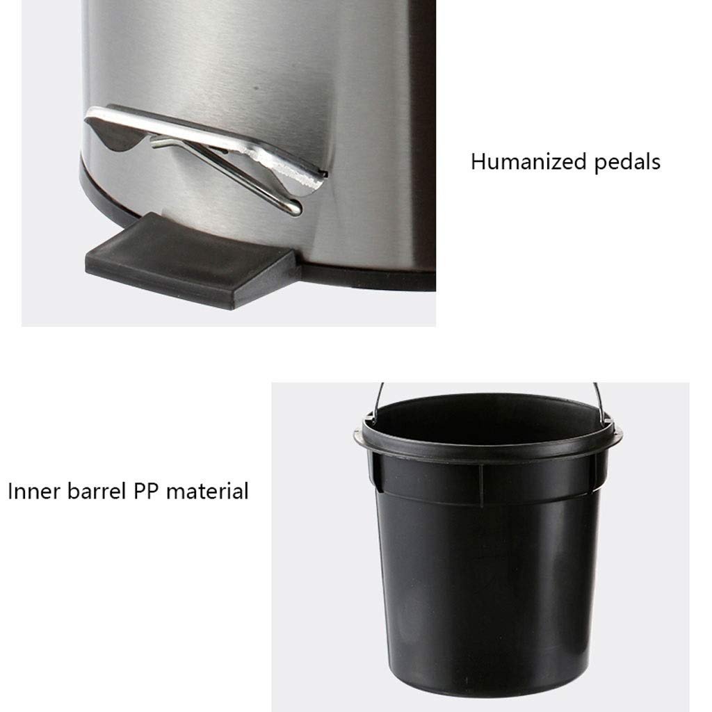 MYBA Cubo de basura de acero inoxidable con pedal de basura, cubo de basura con tapa para cubo de basura de baño y cocina (color: oro rosa, tamaño: 5 L)