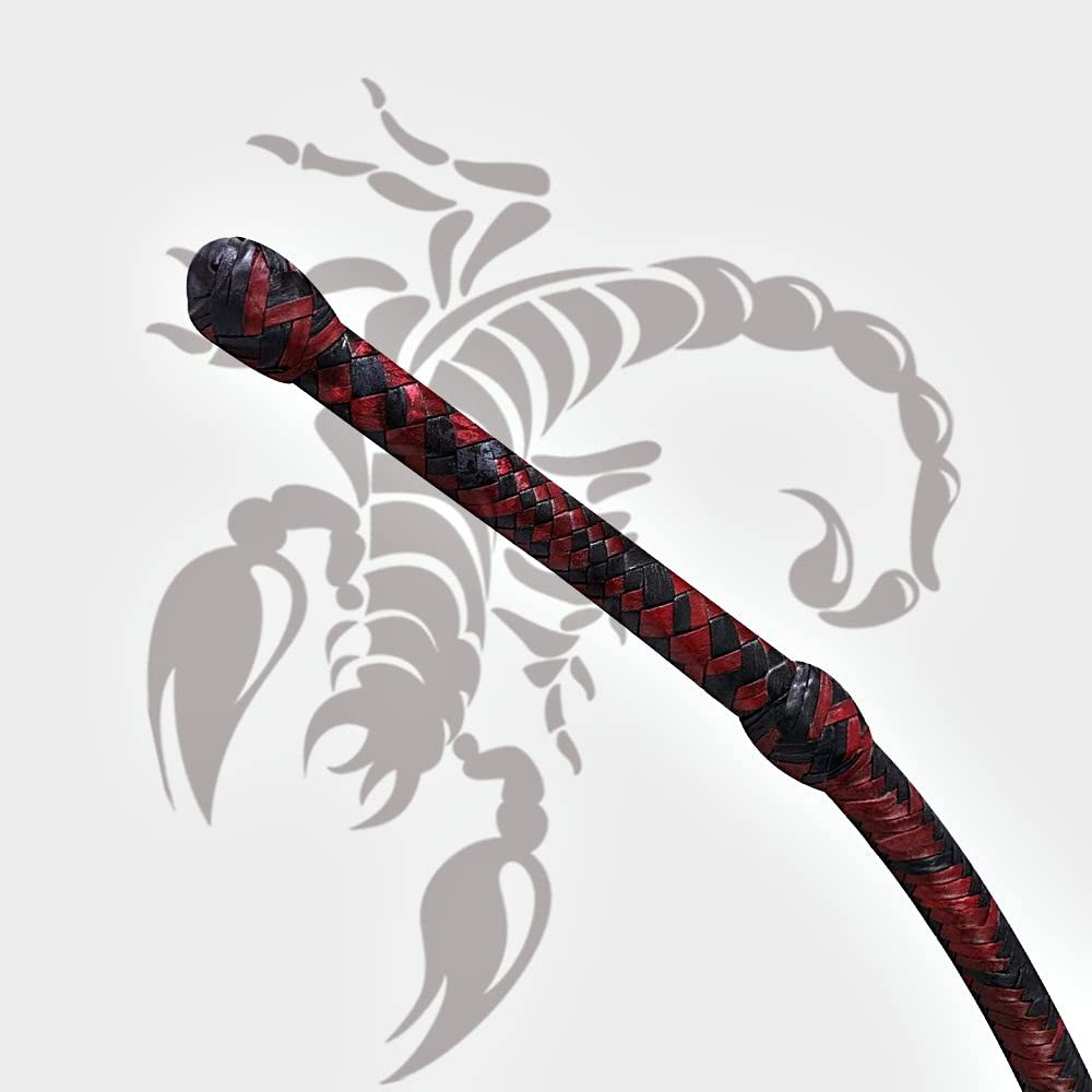 Scorpions Bull Whip Genuine Cow Hide Leather 3-8 Feet 12 Strands Rope Core Equestrian Braided Bullwhip for Cracking Farming