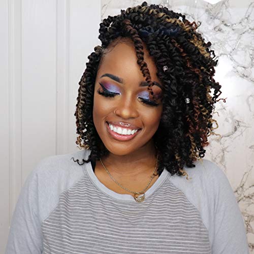 TOYOTRESS Tiana Passion Twist Hair - 10 inch 6 Pcs Pre-twisted Crochet Braids Ombre Blonde, Synthetic Braiding Hair Extensions ( 10 Inch, T27 )
