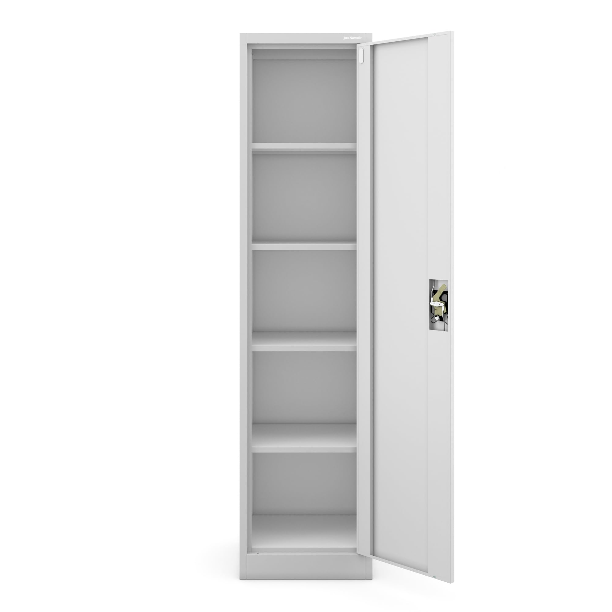Jan Nowak Aktenschrank Büroschrank Metallschrank Lagerschrank 4 Fachböden Flügeltür Drehgriff Pulverbeschichtung Metall 185 cm x 45 cm x 40 cm (Grau)