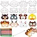Aoriher 40 Pcs Animal Masks for Kids Farm DIY Coloring Mask Barnyard Party Favors Supplies Blank Mask Watercolor Pen Animal Unpainted Mask for Farmhouse Animal Theme Birthday Masquerade Costumes