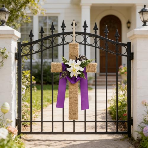 Croix de Pâques à suspendre 40 cm, idée cadeau décoration chrétienne - 7