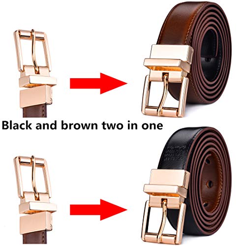 Image of Beltox Men's Belt Dress Casual Reversible Leather 1.1 inch w Roller Buckle Rotated