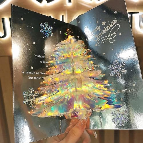 gugululu 3D Christmas Tree Greeting Card, Glitter Christmas Tree Pop
