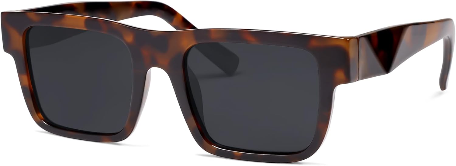 VANLINKER Fashion Trendy Square Sunglasses for Men Women Dark Shades with UV Protection for Driving VL9805