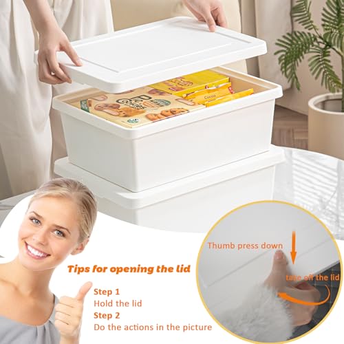 8-Pack Stackable Plastic Storage Bins with lids, White, 4XXL 50QT+4LG 15QT by Duufiell - Used condition - Image 5