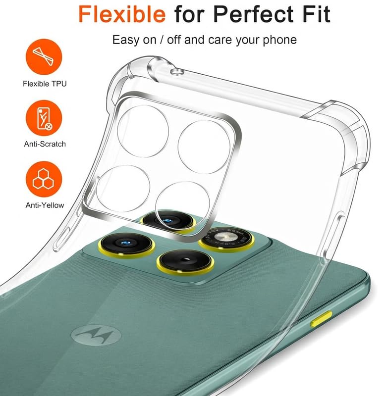 Image of Lustree Back Cover Transparent Case Compatible with Motorola Edge 70 Fusion 5G | Clear + TPU Case with 4 Corner Air Cushion Protection & Camera Protection | Slim& Stylus Cover