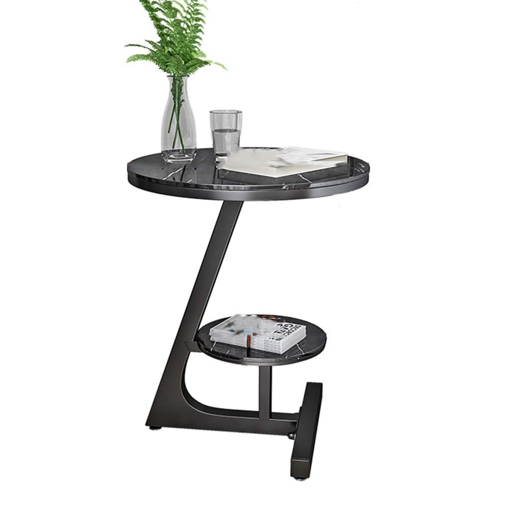 Table basse ronde meuble de salon blanc scandinave avec double plateau