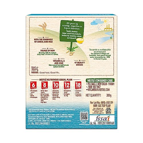 Image of CERELAC Nestle Baby Cereal with Milk, Rice,Stage 1, From 6 to 24 Months, Source of Iron & Protein, 300g (Pack of 2)