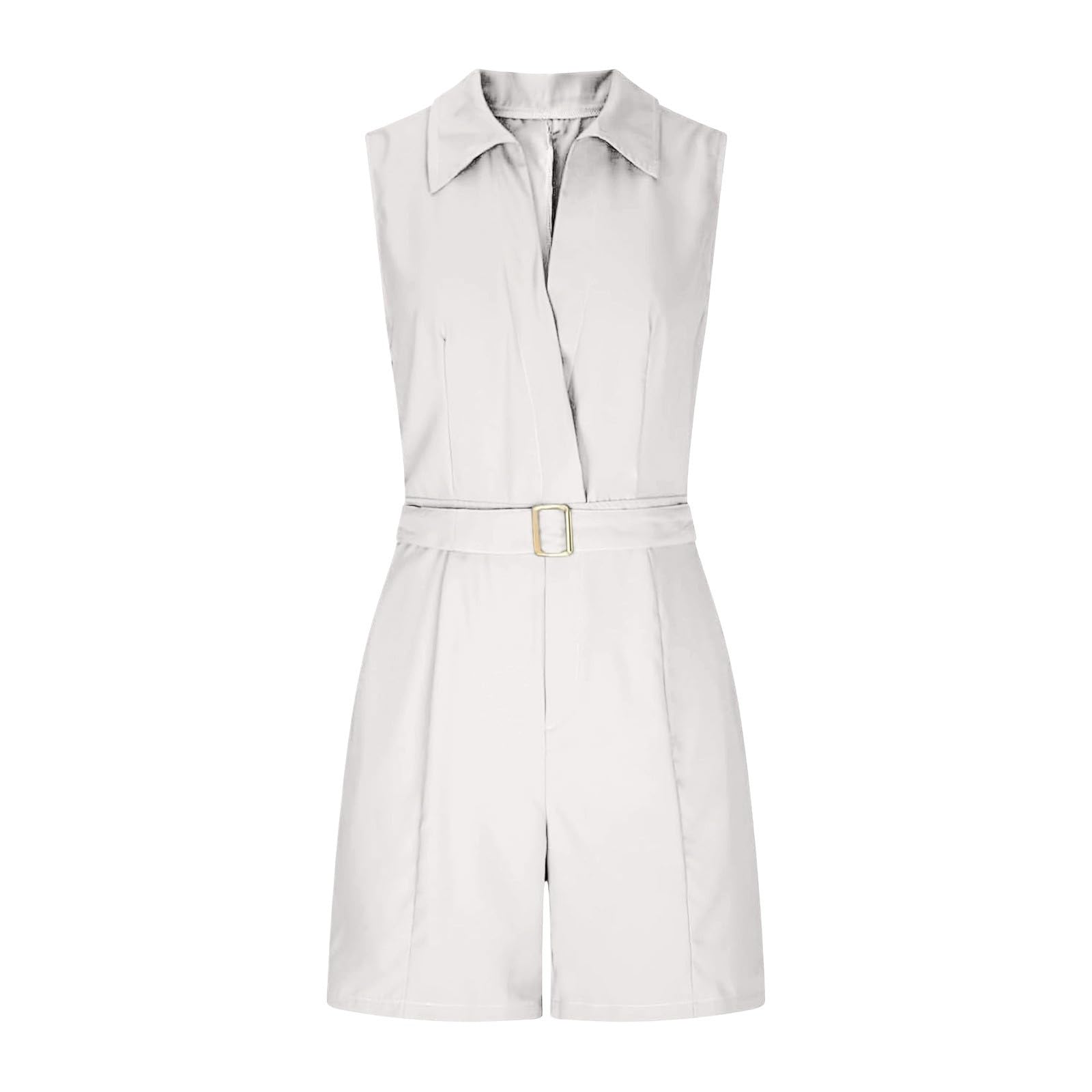Combinaison courte élégante pour femme, sans manches, col en V, barboteuse