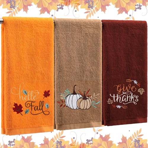 Fanfanwin 3 Pcs Fall Hand Towels for Bathroom 13.8 x 29.5 Inch Autumn...