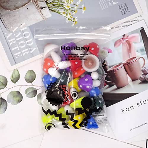 Honbay 24Pcs Wooden Miniature Mushroom Mini Mushroom Figurines Plant Flower Pots Ornaments For Fairy Garden Succulent Planter Moss Landscape Home Decor (8 Color) #TOP6