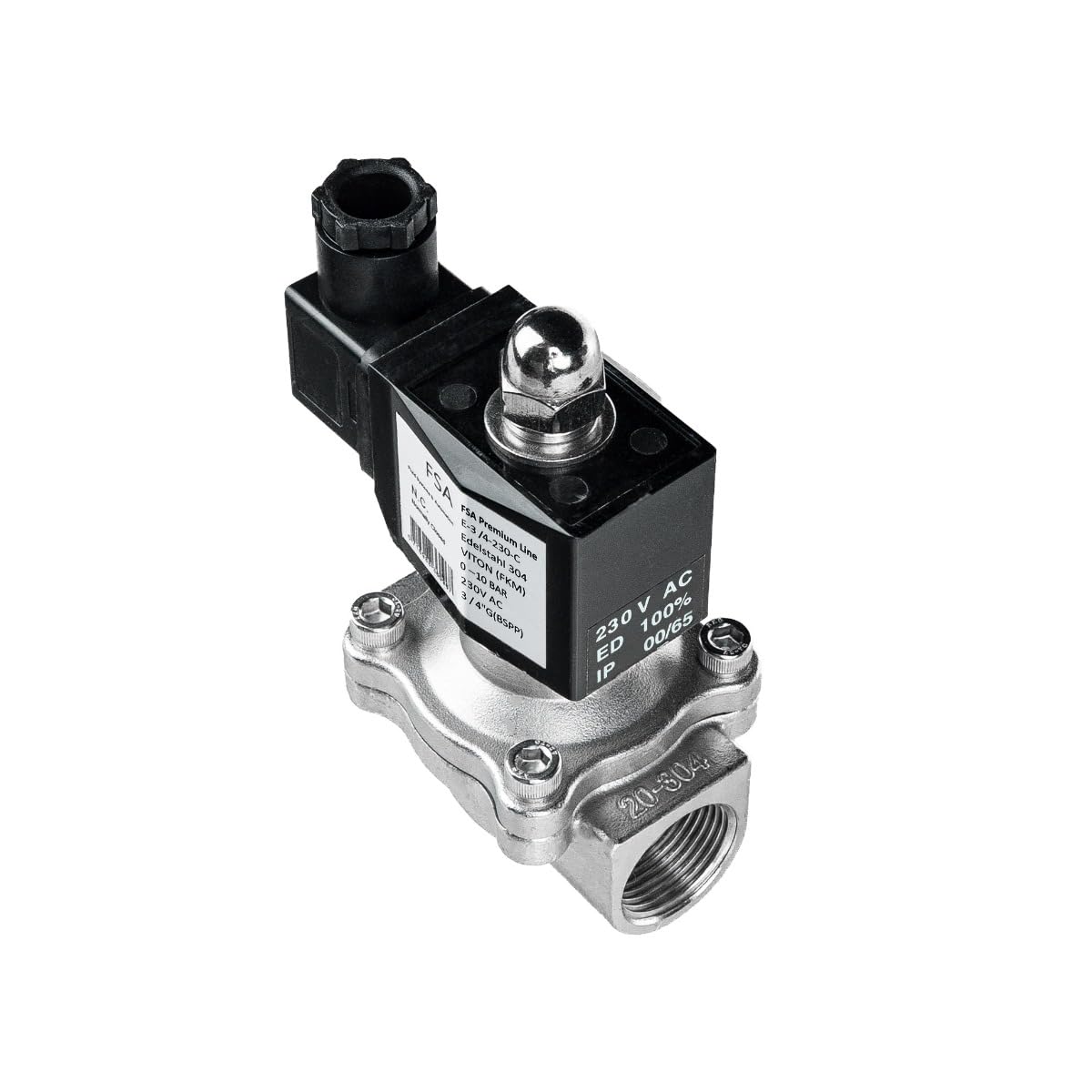 Électrovanne 3/4" En Inox - 230V AC, Normalement Fermée, Pression 10 Bars - 10