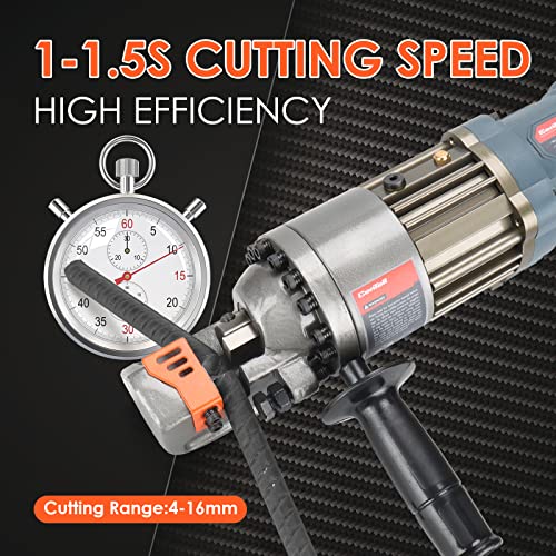 Image of 5 /8 inch Electric Hydraulic Rebar Cutter 1-1.5s Cutting Speed Portable Rebar Cutter Cutting Rebar 4-16mm 1000w 120v /60hz RC16A (Grey + Orange)