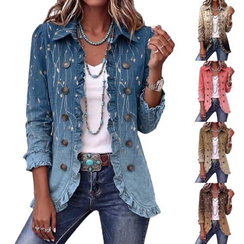 3/4 Sleeve Cardigan for Women Ruffle Open Front Warm Track Shirts - image 1
