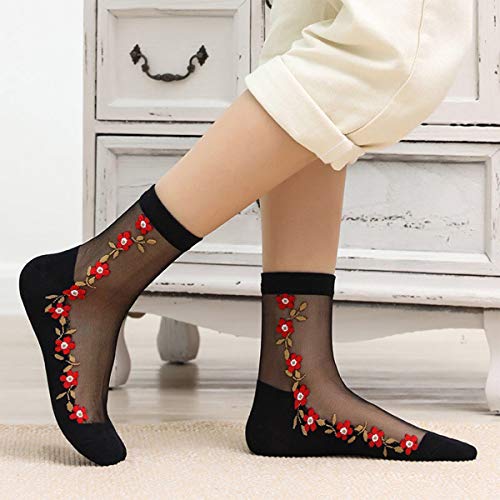 DXYAKY Sheer Mesh Transparent Socks for Women - Ultra-Thin Lace Fishnet See Through Ankle Novelty Casual Crew2