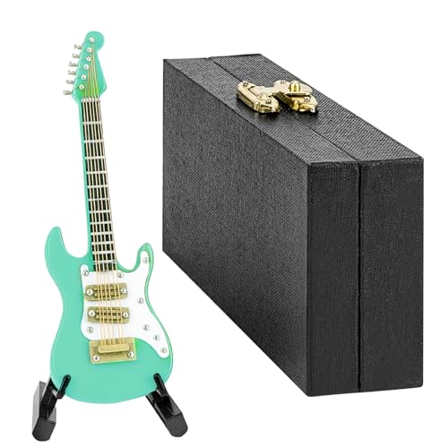 Musiin Guitare Miniature avec Support et étui, idéale pour décorer Un Bureau ou Une étagère Lors d'un Studio de Musique à Domicile (Vert/10 cm)