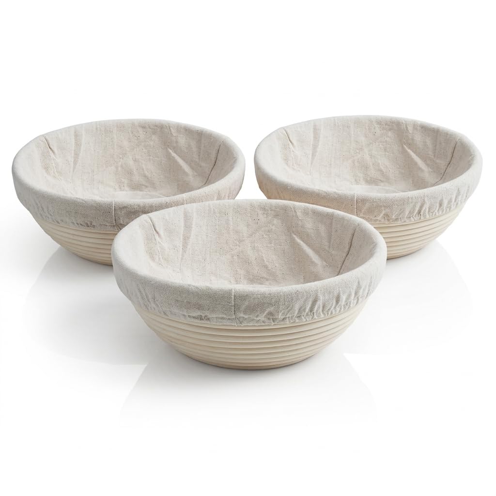 Madhav Enterpries Bread Proofing Basket Oval Cane with Linen Liner – Banneton Brotform for Sourdough Bread Baking | Natural Rattan Dough Rising Basket | Artisan Baking Tool (Pack OF 3, Round)-image-19