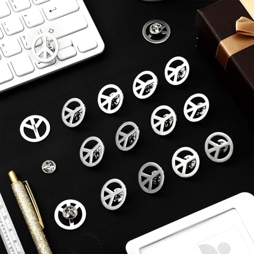Image of Tondiamo 24 Pcs Peace Brooch and Pins Peace Symbol Lapel Pin Peace Sign Metal Peace Brooch Hippie Brooches for Disco Party