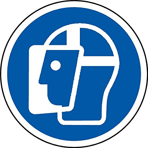 Preisvergleich Produktbild ISO-Sicherheits-Zeichen - Internationale Face Shield Required Symbol - Selbstklebende Aufkleber 100mm Durchmesser