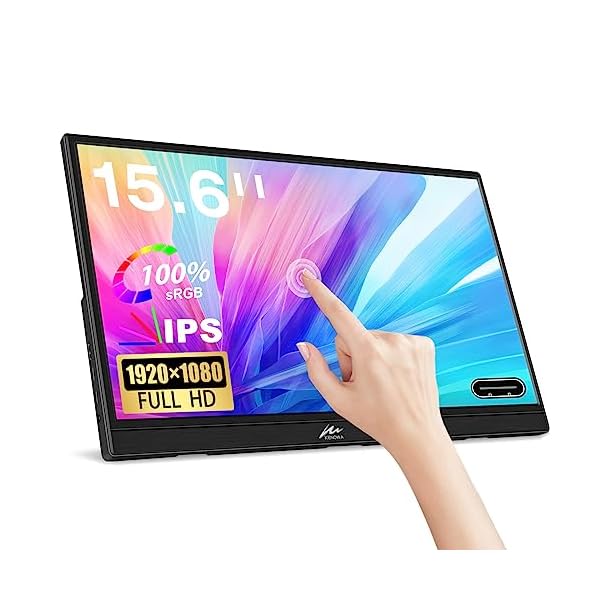 Kenowa 15.6 Zoll Touchscreen Portable Monitor, HDR Tragbarer Monitor 1920x1080 Eye Care IPS Bildschirm mit HDMI USB Typ-C für Raspberry pi/Computer/Laptop/PC/PS3/PS4/Xbox,Externer Monitor