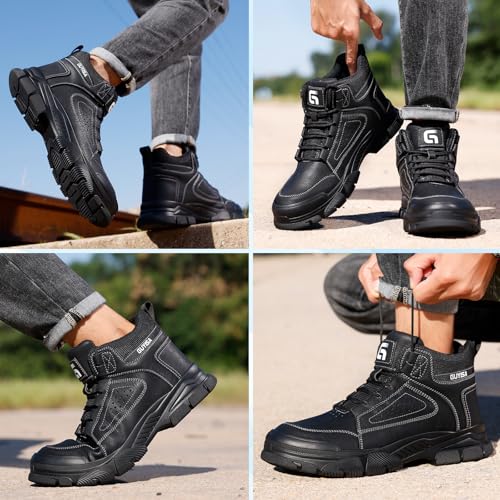 Image of Steel Toe Shoes for Men,Lightweight Work Shoes,Mens Indestructible Safety Boots,Puncture Proof Construction Steel Toe Sneaker.