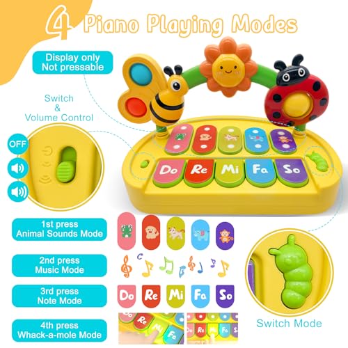 Baby Piano Toy 6-12 Months Light Up Music Keyboard Baby Toys for 3 6 9 12 18 Months with 4 Modes, Infant Educational Early Learning Toys, Small Musical Piano Toy 1 Year Old Boys Girls Gift - Image 6