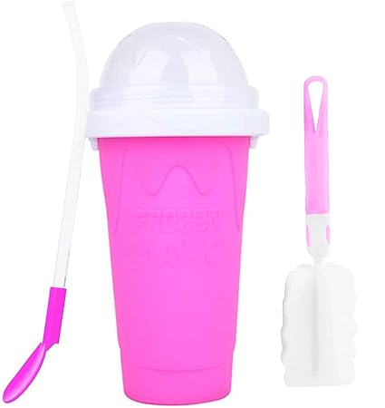 MoonRay Slushy Maker Cup,TIK TOK Magic Quick Frozen Smoothies Cups for kids,Ice Cream Maker Cup with Travel Easy-carry,Slushies and Homemade Milk shake in Minutes (Pink)