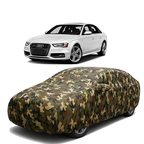 Image of Sulfar 100% Waterproof Car Body Cover Compatible with Mirror for Audi S4 with Long Lasting Durable Material (Triple Stitched, Full Bottom Elastic, Camouflage Army)
