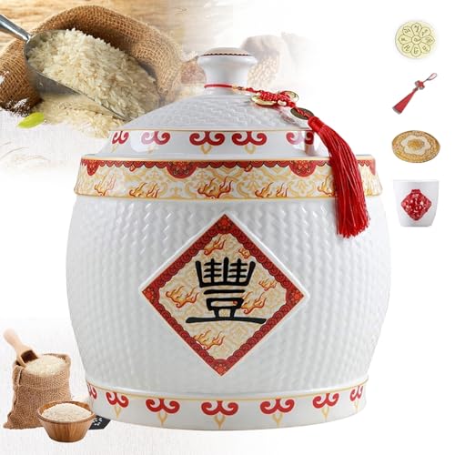 Bac de stockage de riz en céramique boîte de rangement aliments secs 10kg