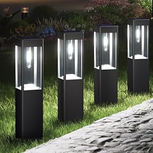 Joomer Solarlampen für Außen Garten, 4 Stück Solarleuchten für Außen Weiß LED Wegeleuchte Wasserdicht Solar Gartenleuchte für Outdoor Terrasse Rasen Auffahrt Gehweg Patio Deko
