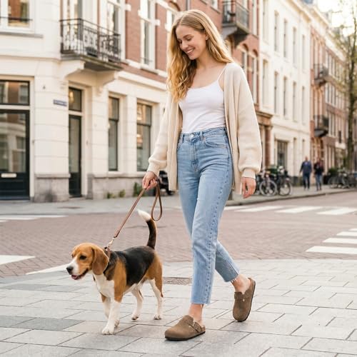Image of Xiakolaka Women's Suede Clogs Adjustable Buckle Slip on Footbed Home Clog Slippers for Comfort Casual Daily Wear
