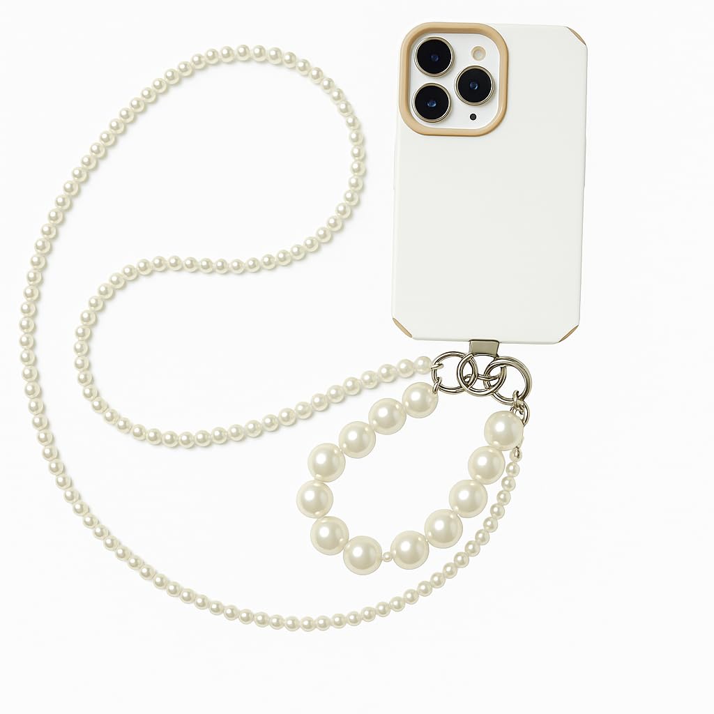 Pearl Phone Charm Combo Set – Elegant Beaded Wrist Strap & Long Lanyard Chain for Smartphones, Stylish Mobile Accessory for Girls & Women, Handheld and Crossbody Carry Strap-image-21