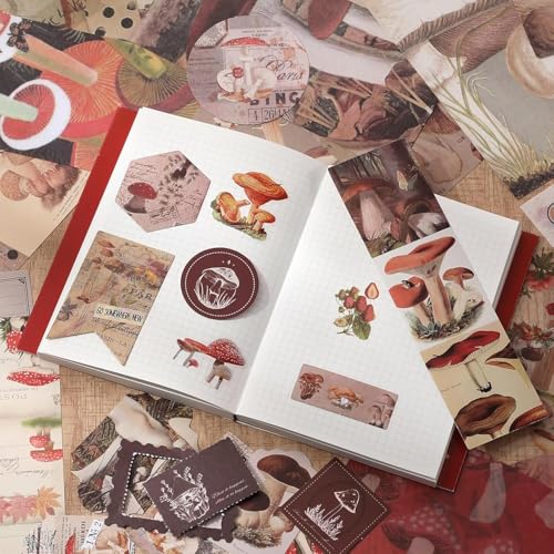 Image of Niwlix Vintage Scrapbook Kit, 346 Pcs, A6 Grid Notebook, Scrapbook /Background Papers, Folding Labels, Envelopes, Washi, Photo Frames, Calendar Stickers, DIY Gift Journaling Kit for Teen Girl Women