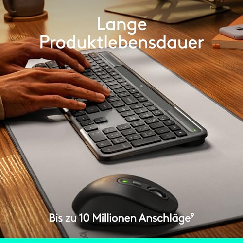 Logitech Signature Slim Solar+ kabellose Tastatur, solarbetrieben, auch mit künstlichem Licht, langlebiger Akku mit bis zu 10 Jahren Haltbarkeit, anpassbare Tasten, Bluetooth, DEU QWERTZ - Graphit 5