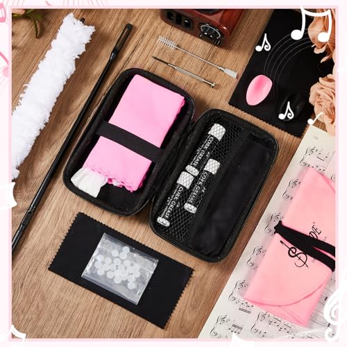 Image of Vesici 40 Pcs Flute Cleaning Kit, Flute Care Accessories Set,Pink
