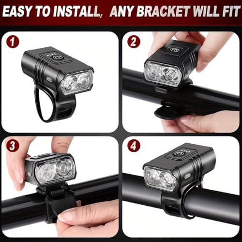 Image of Super Bright USB Rechargeable Bike Lights Set,Waterproof Powerful Bicycle Front Headlight and Back Taillight for Night Riding, for Men Women Kids Road Mountain Cycling (Black Light)