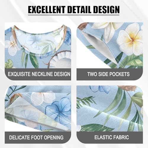 ALAZA Coconut Palm Leaf Blossom Pajamas Short Sleeve 2 Piece Sleepwear Top and Bottom Pajama Set Unisex4