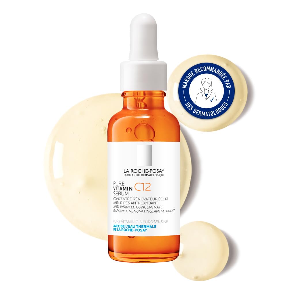La Roche-Posay - Pure Vitamine C12 - Sérum Vitamine C Anti-rides - Enrichi en Acide Salicylique - Sérum Visage qui Donne Éclat et Lisse les Rides et Ridules - Adapté à Tous Types de Peaux