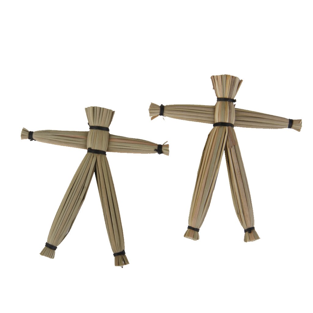 Non brand 2X Voodoo Dolls Bambola 7.5 x 7cm Paglia per Giardino