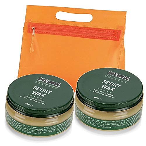 Meindl Sportwax XXL | 2X 80 g Lederpflege Schuh-Pflege für alle Lederschuhe und Stiefel + KULTURBEUTEL