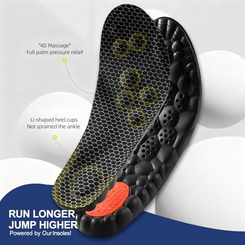 Image of 4D Cloud Steppers Insoles for Men and Women, Work Boot Cushioning Inserts | Memory Foam Super Soft Anti-Fatigue, Shock Absorption, Massage Relief Foot Pain, Arch Support (Black M12-12.5 /W13-13.5)