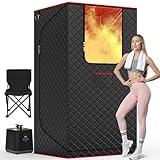 Manastin Upgraded Portable Steam Sauna for Home, Sauna Tent with 3L/1200W Steamer, XL Foldable and Remote Control, 99-Min Timer & 15 Power Levels, 2.6' x 2.6' x 5.9' Detox Spa for Relaxation,Black