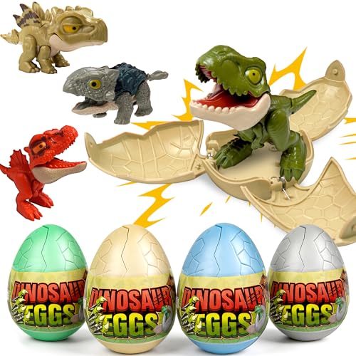 Image of 4 Pack Hatching Dinosaur Eggs for Kids Boys, Travel Toys Essentials for Toddlers Kids Dinosaur Eggs Surprise Birthday Gift Toys for Boys Aged 3 4 5 6 7 8 Year Old Christmas Stocking Stuffer Easter