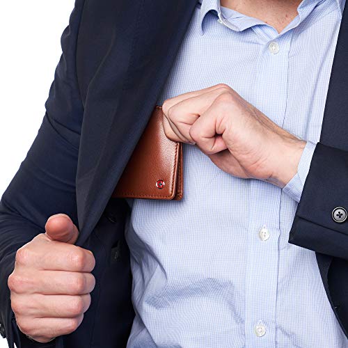 Image of Alpine Swiss Connor Executive Bifold Wallet | Business Passcase for Men | Premium Leather | Dual ID Windows | RFID Blocking | Gift Box Included Soft Nappa Tan