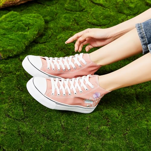 Image of ZGR Womens High Top Canvas Sneakers,Lace-up Canvas Shoes,Casual Tennis Walking Shoes