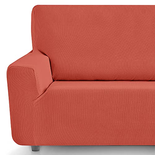 Eiffel Textile - Funda Sofa 3 Plazas. Funda para Sofa Elástica. Cubre Sofa Antimanchas. Protector Sofa. Fundas para Sofa Ajustables Modelo Rústica. Color Naranja. 3 Plazas (180-240 cm)