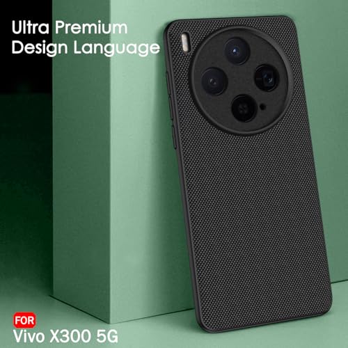 Image of TheGiftKart Back Cover Case for Vivo X300 5G | Slim & Lightweight | Ultra-Premium Design | Camera Protection Bump | Fabric Texture Case Cover (PC & TPU, Black)