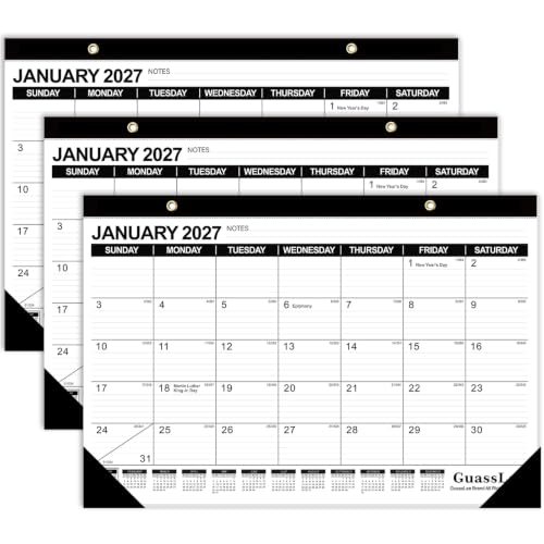Image of GuassLee Desk Calendar 2027-2028 3 Pack, 18 Months, Large 17 inchx11.5 inch